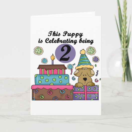 Carte 2e anniversaire Puppy Tshirts et cadeaux (Devant)