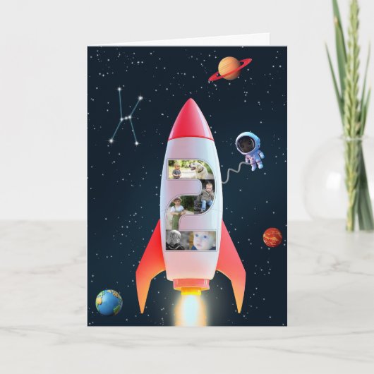 Carte 2e Anniversaire Space Rocket | Immense Collage Pho (Devant)