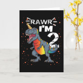 Carte 2e anniversaire T Rex Dinosaur (Fleur jaune)