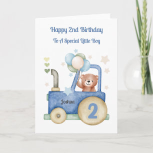 Carte 2e Anniversaire Tracteur Teddy Birthday Boy Card