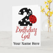 Carte 2e fille anniversaire - Ladybug - 2 Bug dame (Fleur jaune)