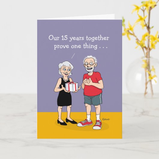 Carte 2e mariage : 15e anniversaire (Fleur jaune)