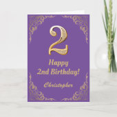 Carte 2ème anniversaire Parties scintillant violet et or (Devant)