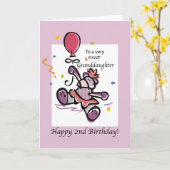 Carte 2ème ballon d'ours d'anniversaire de petite-fille (Fleur jaune)