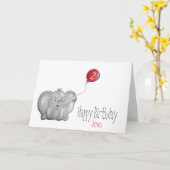 Carte 2ème ou tout éléphant d'anniversaire avec ballon r (Fleur jaune)