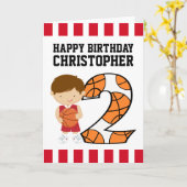 Carte 2nd Birthday Red and White Basketball Player v2 (Fleur jaune)