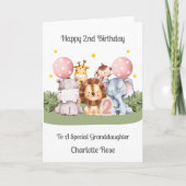 Carte 2nd Birthday Safari Leaf Animals Card (Devant)