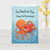 Carte 2nd wedding anniversary Octupus lover (Fleur jaune)