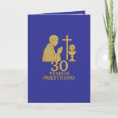 Carte 30 Ans de Sacerdoce Or Élégant Catholique (Devant)