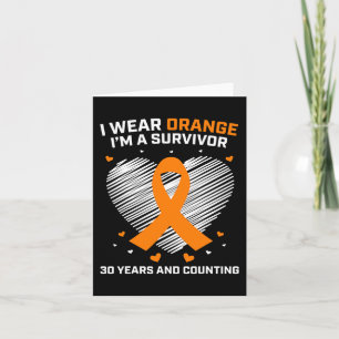 Carte 30 ans Leucémie Survivor Dons Orange Cancer Gratui
