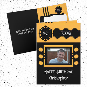 Carte 30 aujourd'hui ajouter nom photo orange noir anniv
