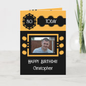 Carte 30 aujourd'hui ajouter nom photo orange noir anniv (Devant)