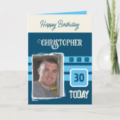 Carte 30 aujourd'hui ajouter photo pour lui crème bleue  (Devant)