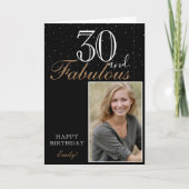 Carte 30 et fabuleux Elegant Black Birthday Photo (Devant)