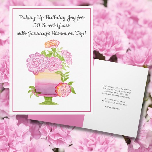 Carte 30 janvier Cake Purple Carnations