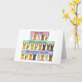 Carte 30 juillet Cartoon Cats Humour (Fleur jaune)