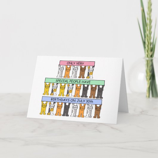 Carte 30 juillet Cartoon Cats Humour (Devant)