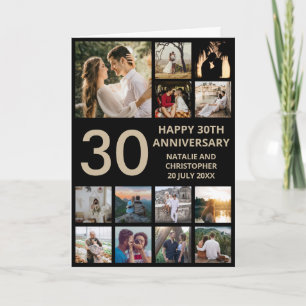 Carte 30e anniversaire 13 photo Collage noir et or