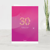 Carte 30e anniversaire - âge 30 étoiles numéros - rose (Dos)