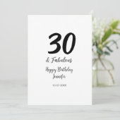 Carte 30e anniversaire ajouter nom date année noir (Debout devant)