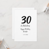 Carte 30e anniversaire ajouter nom date année noir (Devant/Arrière en situation)