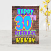 Carte 30e anniversaire - Amusant, Graffiti urbain inspir (Fleur jaune)
