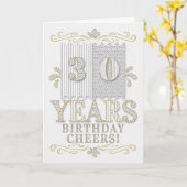 Carte 30e anniversaire Argent et teintes dorées avec élé (Fleur jaune)