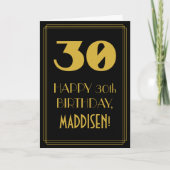 Carte 30e anniversaire ~ Art Déco Inspiré Look "30" & No (Devant)
