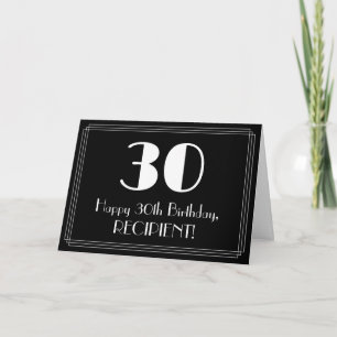 Carte 30e anniversaire ~ Art Déco Inspiré Look "30", Nom