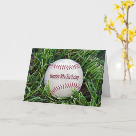 Carte 30e anniversaire avec baseball (Fleur jaune)