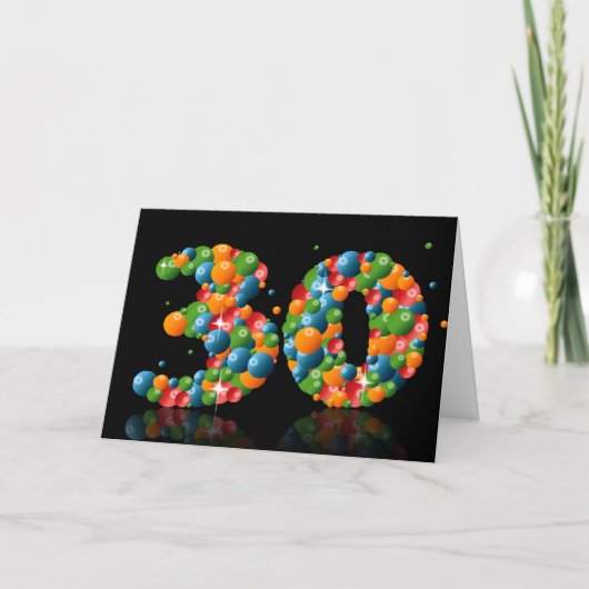 Carte 30e anniversaire avec des numéros formés à partir  (Devant)