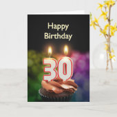 Carte 30e anniversaire avec gâteaux et bougies (Fleur jaune)