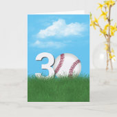 Carte 30e Anniversaire Baseball En Herbe Verte (Fleur jaune)