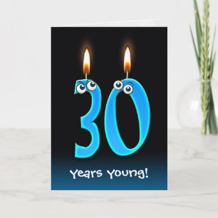 Carte 30e anniversaire bougies avec boules d'yeux