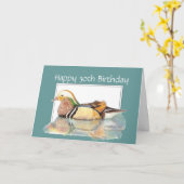 Carte 30e anniversaire, canard à bois, oiseaux, sauvagin (Fleur jaune)