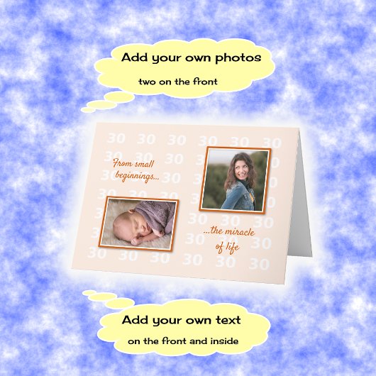 Carte 30e anniversaire de vos photos et de vos textes