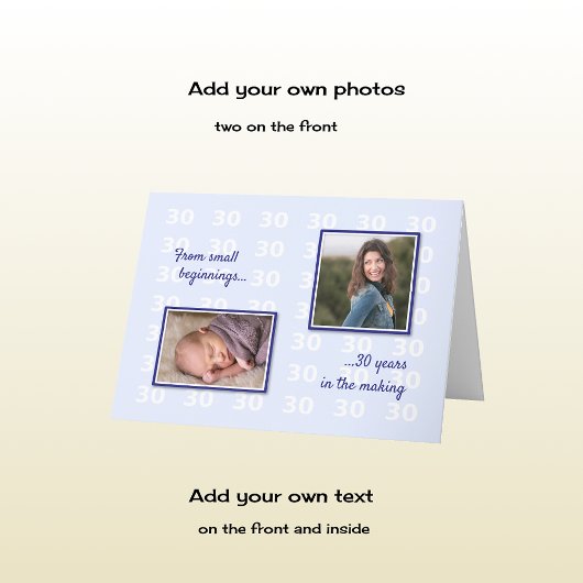Carte 30e anniversaire de vos photos et de vos textes
