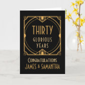 Carte 30e anniversaire du Mariage Pearl Art Déco (Fleur jaune)