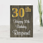 Carte 30e anniversaire : Elégant Faux Gold Look #, Faux (Devant)
