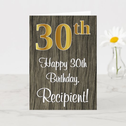 Carte 30e anniversaire : Elégant Faux Gold Look #, Faux (Petite plante)