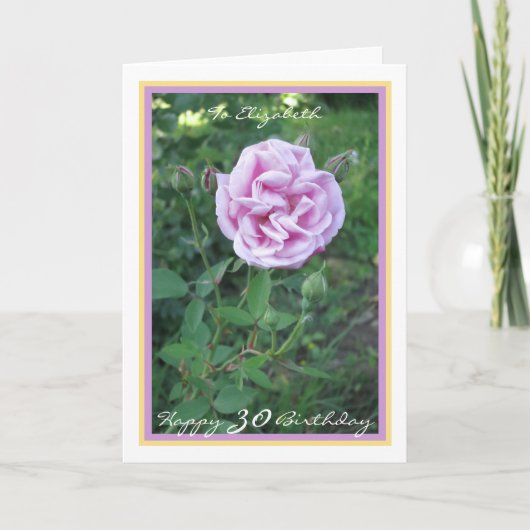 Carte 30e Anniversaire Elizabeth Purple Rose Modern Gold (Devant)