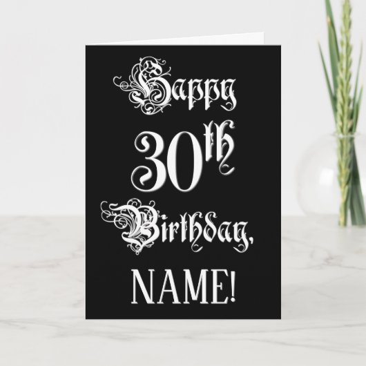 Carte 30e anniversaire : Fancy, Elegant Script + Nom per (Devant)