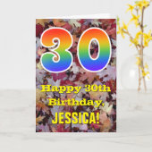 Carte 30e anniversaire; Feuilles d'automne rustiques; Ar (Fleur jaune)