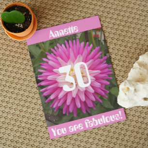 Carte 30e anniversaire Fleur rose Personnalisée Annivers