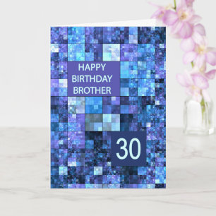 Carte 30e Anniversaire Frère, Carrés bleus,