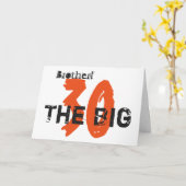 Carte 30e anniversaire, frère, orange, noir sur blanc. (Fleur jaune)