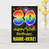 Carte 30e anniversaire : Fun Fireworks Motif + Rainbow 3 (Fleur jaune)
