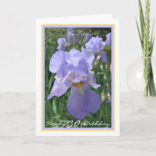 Carte 30e Anniversaire Iris Violet Nom Personnalisé Cadr