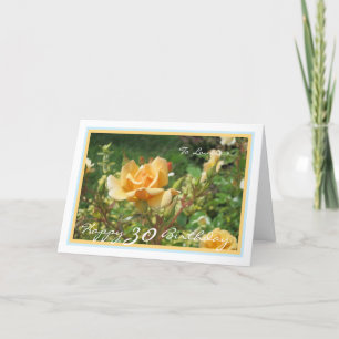 Carte 30e Anniversaire Louise Rose jaune bleu doré Cadre