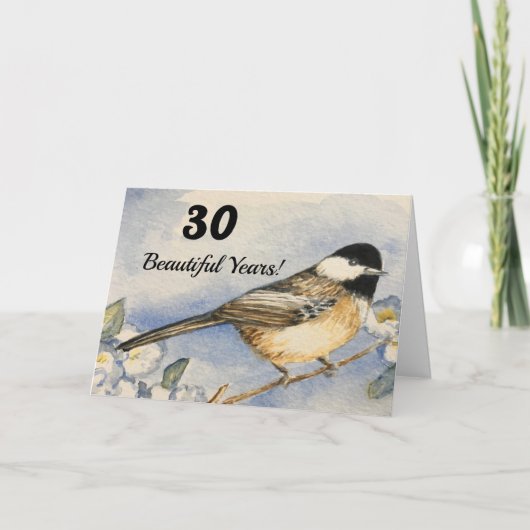 Carte 30e anniversaire magnifique 30e jour d'aquarelle C (Devant)